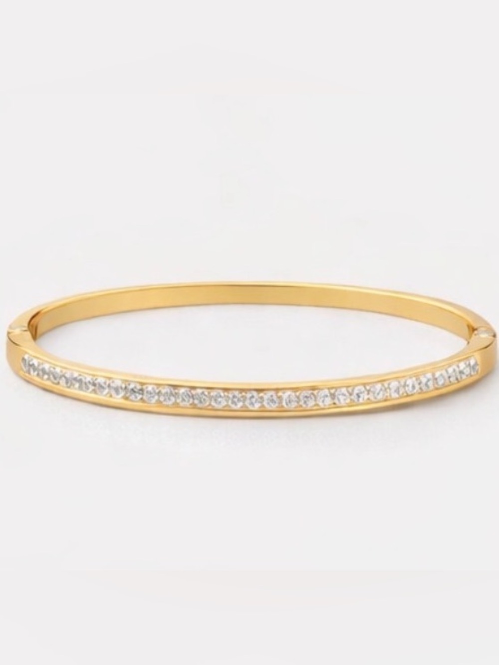 Gold CZ Bangle Bracelet Slim Minimal Stackable Designer Inspired
